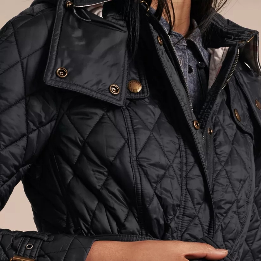 Burberry Finsbridge Long Quilted Black Jacket NWT - Picture 5 of 16